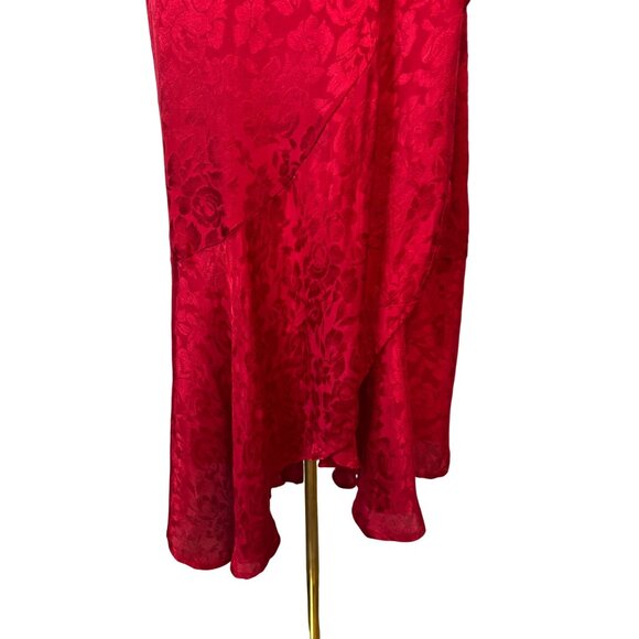 NWT Band Of The Free S Ruby Red Floral Smocked Back Bow Tie Straps Midi Dress - Picture 11 of 15